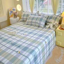 3入組條紋床上用品套件（1床單+1對枕套，枕頭不包括），簡單條紋圖案，柔軟肌膚友好，可水洗，美觀，適用於臥室、客房、旅館