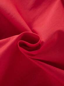 Camisa roja para niño con corbata negra para la temporada de regreso a la escuela, estilo de unicolor que combina con todo - Rojo - Ver 6