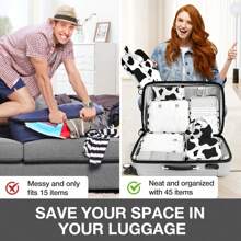 8 Set Travel Essentials, Suitcase Organizer Bags, Packing Cubes, Storage Bag, Travel Organizer Bags, Vacation Essentials, Travel Accessories, Cruise Essentials, Beach Essentials, Purse Essentials, School Supplies, Suitable For Organization And Storage - Con bò - Xem 6