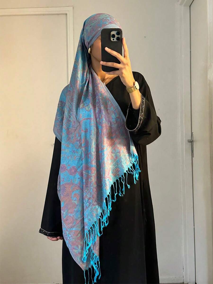 1 pièce Foulard chich style bohémien vintage motif cachemire floral pour femmes, châle de protection solaire automne hiver casual, convient pour le port quotidien en bandeau pour femmes, abaya, voile