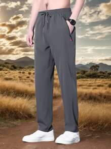 Boyfriend Style Men's Athletic Slim Fit Lightweight Breathable Drawstring Ankle Pants, Summer Casual Joggers