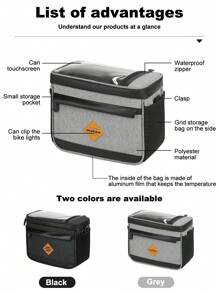 X-TIGER Túi ghi đông xe đạp có dây đeo vai và tấm che mưa có thể tháo rời, chất liệu màn hình cảm ứng trong suốt ở phía trên và khuôn nhôm cách nhiệt bên trong, phù hợp với hầu hết các loại xe đạp - Nhiều màu - Xem 6
