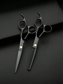 1pc/2pcs High Quality Hair Cutting Scissors Set, Stainless Steel Hairdressing Shears, Bangs Trimmer, Home Hair Cutting Tools - Black - View 1