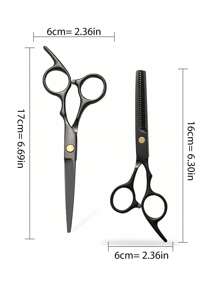 1pc/2pcs High Quality Hair Cutting Scissors Set, Stainless Steel Hairdressing Shears, Bangs Trimmer, Home Hair Cutting Tools - Black - View 7