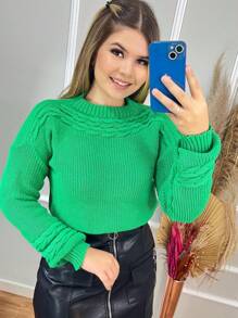 Women Knit Tops - Green - View 1