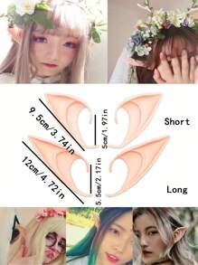 2 对仙女小精灵乳胶软耳塞角色扮演耳饰，圣诞派对服装装饰 - 彩色 - 查看 6