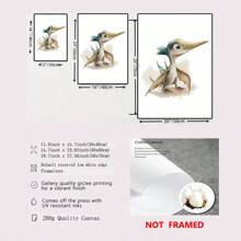 1 pièce Peinture sur canevas de décoration de maison en combinaison, affiche de peinture minimaliste nordique à l'aquarelle d'animal dinosaure de bande dessinée pour la décoration de chambre d'enfant, décoration murale d'art mignon sans cadre pour salon, chambre, bureau, cadeau d'enfant