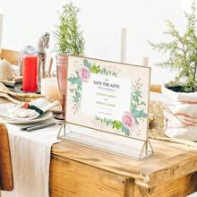 2 件套标牌架、婚礼桌号、金色相框、菜单架、立式照片架，可放置餐桌中心装饰、卡片、传单、艺术品和圣诞节 - 金色 - 查看 11