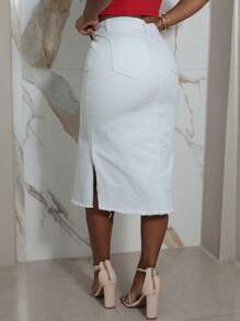 Women Denim Skirts - 白色 - 查看 2