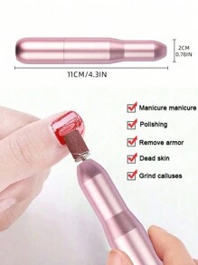 Electric Nail Drill - Electric Nail File, USB Powered, 6pcs Nail Drill Bits, Suitable For Home Or Nail Salon Use, Portable Mini Electric Manicure Polishing Pen - Pink - View 3