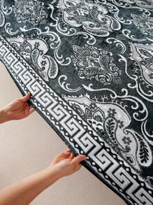 1入組阿努納基毛絨提花沙發套，豪華宮廷風格沙發墊，防寵物，適用於客廳，四季通用 - 黑色 - 查看 6