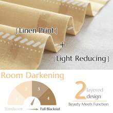 Vangao Nautical Valance Striped Linen Curtain Farmhouse Room Darkening Kitchen Valance For Living Room Bathroom Window Double Layer Blackout Window Valance Pinstripe Valance 1 Panel - 黃色 - 查看 4