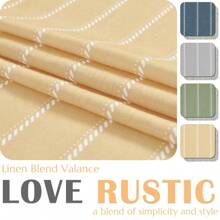 Vangao Nautical Valance Striped Linen Curtain Farmhouse Room Darkening Kitchen Valance For Living Room Bathroom Window Double Layer Blackout Window Valance Pinstripe Valance 1 Panel - 黃色 - 查看 3