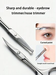 1 pieza Juego de tijeras de belleza profesionales de acero inoxidable con pinzas y tijeras pequeñas para cejas, pestañas y entusiastas de la belleza, que incluye un recortador de vello nasal con punta redondeada. Unisex, impermeable, que incluye tijeras de acero inoxidable para cejas, recortador de vello nasal con punta redondeada, tijeras para barba y belleza, tijeras de maquillaje con punta para pegatinas de cejas, recortador de vello nasal de acero inoxidable y tijeras para recortar cejas, pestañas y barbas.
