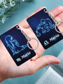 1pc Custom-Made Acrylic Keychain With 12 Constellations, Personalized Name Keychain, Laser Engraved Stainless Steel Keyring, Car Backpack Pendant Keychain, Perfect For Men And Women, Fashionable Gifts For Birthdays, Weddings, Christmas, Father's Day, And Valentine's Day Graduation