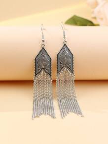 TopHanqi Metal Tassel Drop Earrings
