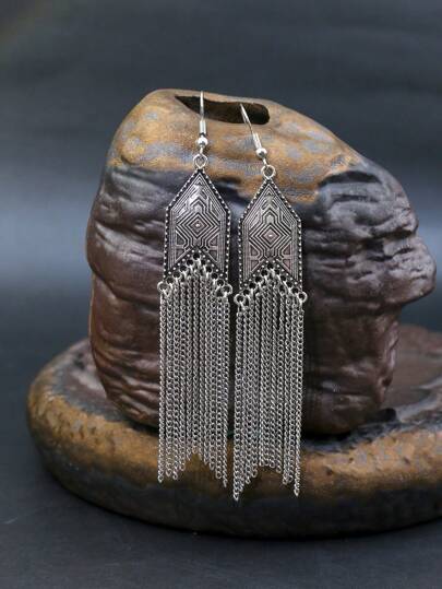 TopHanqi 金屬流蘇耳墜