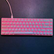 Portable 60% Percent Gaming Keyboard Mechanical, Mini Compact Pink Backlit 68 Keys Wired Office Keyboard With Red Switch For /Win - White/Pink Backlit/Red Switch - View 12