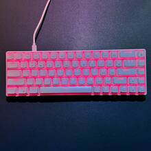 Portable 60% Percent Gaming Keyboard Mechanical, Mini Compact Pink Backlit 68 Keys Wired Office Keyboard With Red Switch For /Win - White/Pink Backlit/Red Switch - View 6
