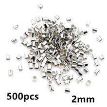 500 pièces de perles de blocage de tube métallique de 1,5 à 2,0 mm, perles d'espacement pour la fabrication de bijoux de collier DIY, fournitures de découverte