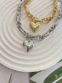 1pc Unique Niche Hiphop Street-Style Chain Heart Pendant Necklace, Clavicle Chain, Party Gift