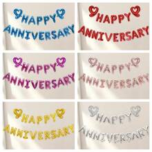 18 件周年快乐套装周年快乐爱心铝膜气球适用于周年纪念日室内外装饰，营造周年纪念氛围，圣诞节 - 彩色 - 查看 2
