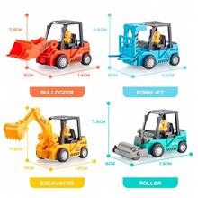 含挖掘機、推土機、壓路機、升降機玩具的建築玩具套裝，適合幼兒、3-6歲男女童，摩擦推動推行玩具車，砂坑卡車輛，建築車輛玩具套裝含推土機、挖掘機、壓路機 - 彩色 - 查看 11