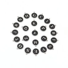 1pc New Circular Initial Pendant Toggle Clasps Faux Pearl Beaded Necklaces For Men - White - View 4