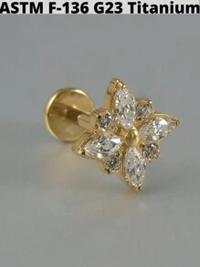1 Stück Kubischer Zirkonia Sonne G23 Titan Knorpel Ohrringe Stecker 16G Innengewinde Stern Helix Cz Kubisch Zirkonia Blumen Ohr Tragus Piercing Schmuck Valentinstag