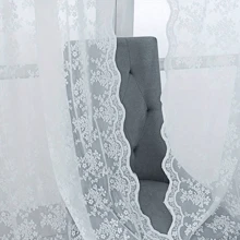 1pc French Style Lace & Ditsy Floral Double-Sided Voile Curtain - White - View 2