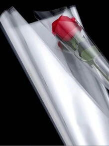 1个透明鲜花包装袋，防水玻璃纸，OPP卷膜印刷，防尘塑料袋，加厚水果花篮包装纸卷，适用于各种包装内衬，情人节 - 無色 - 查看 3