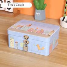 带锁和钥匙的复古锡盒，用于化妆品、文件、珠宝和其他家居用品的桌面收纳盒，适合返校使用