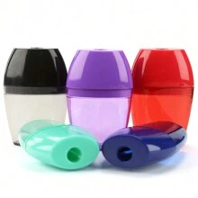 5pcs Candy Colored Hand-Held Stationery Pencil Sharpener With Simple And Clean Shape And Trash Bin Back To School - Random 5pcs Barrel - View 9