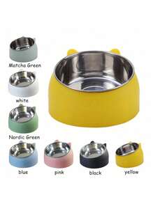Tilted Stainless Steel Single Bowl Pet Feeder For Cats & Dogs - Promotes Healthy Digestion, Comfortable Feeding