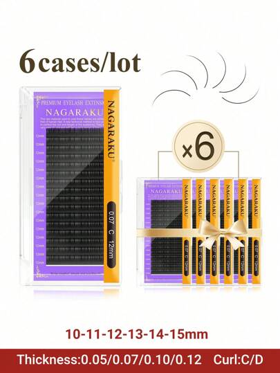NAGARAKU NAGARAKU All Size 6 Cases 10 11 12 13 14 15mm C D CC DD Curl Faux Mink Eyelashes Extension Individual Eyelashes Artificial Fake False Eyelashes For Women Professional Lash Clusters, Eyelash Clusters, Individual Eyelashes, Lashes, Fake Lashes