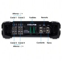 Amplificador 4 Canales Tecnología Nano-4.1000 W By Steelpro - Negro - Ver 5