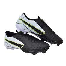 Uzze Sport Chuteira Campo Impactor Adulto Juvenil Gramado Trava Costurada Futebol Novo - Preto e Branco - Visão 2