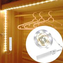 LED Strip 1 Set Of 3.28FT~16.4FT Motion Sensing Warm White/Cold White LED Light Strips, Intelligent Human Body Sensing Light Strips, Easy To Use Induction Switches, Suitable For Bedrooms, Stairs, Foyers, Wardrobes, Cabinets, And Study Rooms (Without Batteries) - Monochrome - View 7