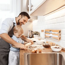 Wrap Dispenser With Cutter, 3-In-1 Food Dispensers, Plastic Wrap, Parchment Paper, Aluminum For Kitchen - Multicolor - View 4