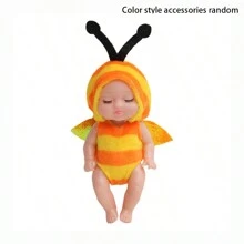 迷你重生婴儿娃娃/逼真的硅胶娃娃，用于安抚儿童，随机颜色/款式配件，适合女孩、男孩、幼儿和儿童，非常适合幼儿园毕业、圣诞节和生日礼物 - 彩色 - 查看 8