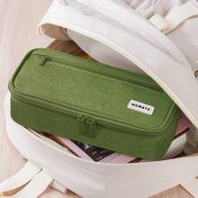 Large Pencil Case,Pencil Pouch With Zipper Compartments,Aesthetic Pencil Case For Adults,Stationery Pouch Pen Case For Office,Suitable For Junior High School Primary School Boys And Girls College Student - 軍綠色 - 查看 6