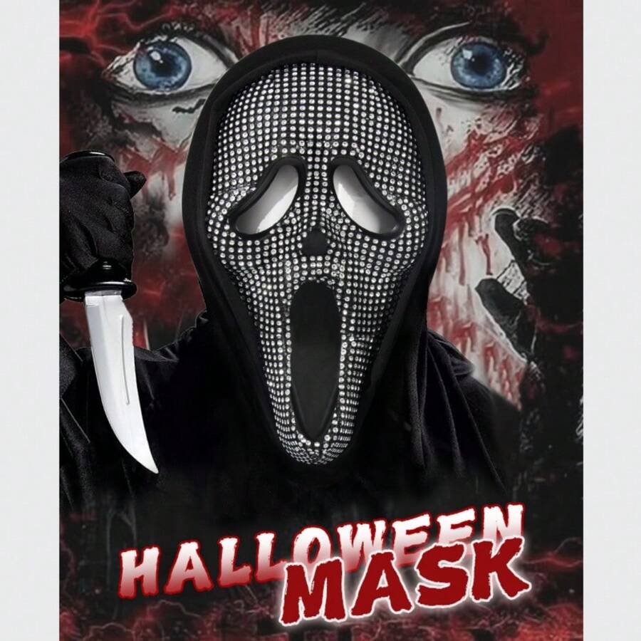 1PC Halloween Scream Ghost Face Mask With Diamond COS Makeup Ball Costume Props - Multicolor - View 1