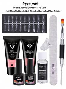 15毫升双色美甲凝胶套装，玫瑰粉色系，含底胶和封层，专业美甲入门套装，法式美甲套装 - 彩色 - 查看 2