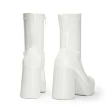 Women's Chunky Platform Ankle Boot High Block Heels Square Toe Lightweight Comfort Party Dress Booties Shoes For Women Women's Chunky Platform Ankle Boot High Block Heels Square Toe Lightweight Comfort Party Dress Booties Shoes For Women - 白色-漆皮 - 查看 8