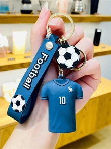1pc PVC Casual Football Jersey Style Keychain, World Cup Football Shirt Keychain Pendant Souvenir, Sports Event Gift Car Accessories Bag Charm