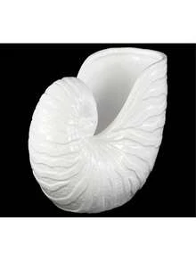 Urban Collection Ceramic Nautilus Seashell Sculpture - White - White - View 1