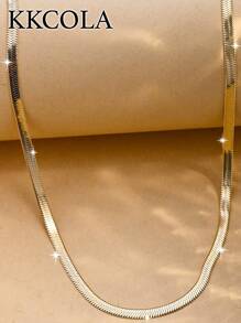 KKCOLA 1 件时尚扁蛇项链，颈链首饰，适合日常佩戴，适合情侣、妈妈、女儿、珠宝的礼物 - 金黃色 - 查看 4