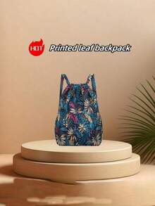 Vibrant Floral Patterned Nylon Drawstring Backpack - Spacious Portable Storage Rucksack With Polyester Lining, No-Closure Design, And Stylish Casual Daypack For Women Outdoor Adventures(Random Pattern) - Multicolor - View 5