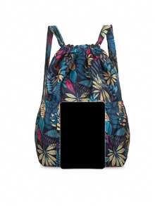 Vibrant Floral Patterned Nylon Drawstring Backpack - Spacious Portable Storage Rucksack With Polyester Lining, No-Closure Design, And Stylish Casual Daypack For Women Outdoor Adventures(Random Pattern) - Multicolor - View 7