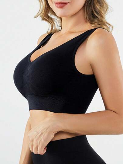 Solid Wireless Backless Sport BH ,Breathable Com table,Seamless Bras view 3